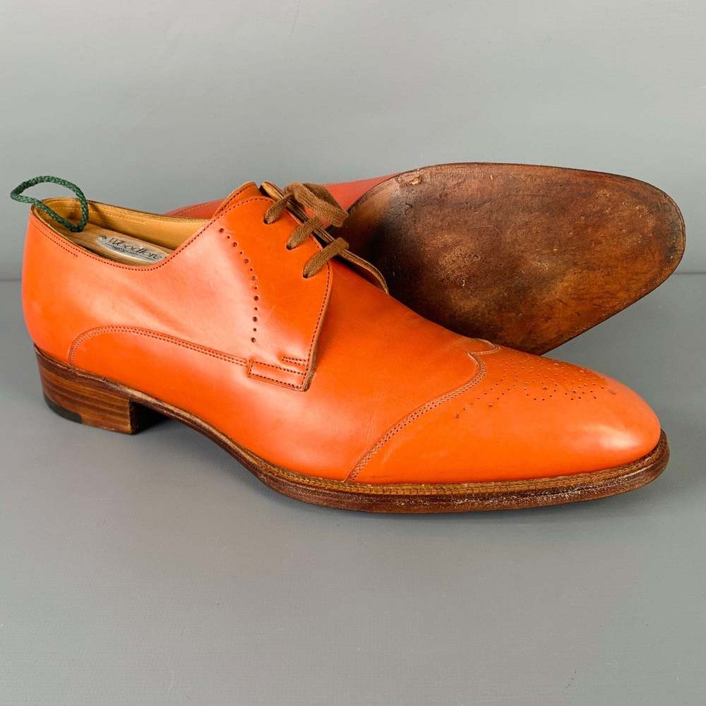 JOHN LOBB Orange Perforated Leather Lace-Up Shoes - Picture 5 of 9